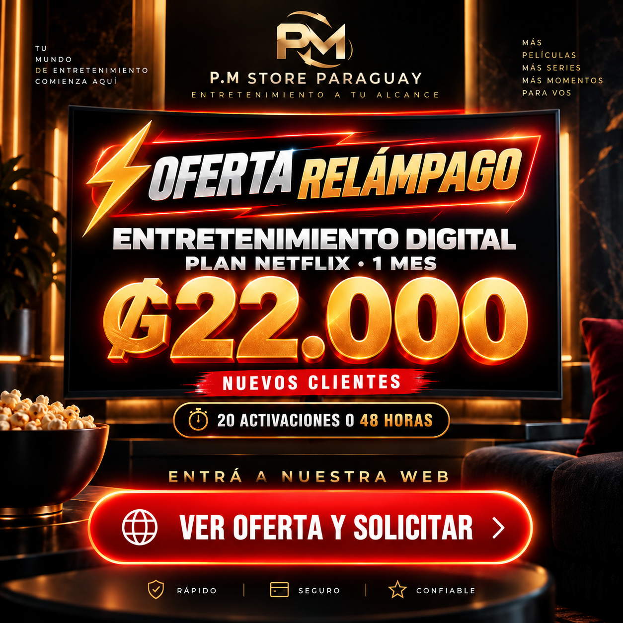 Oferta relámpago de entretenimiento digital por 22.000 guaraníes